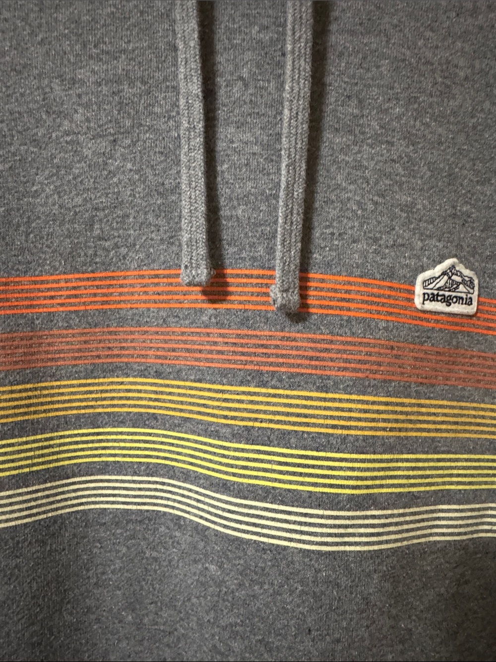 Patagonia Uprisal Gray Hoodie with Orange and Yellow Stripe - Picture 8 of 8